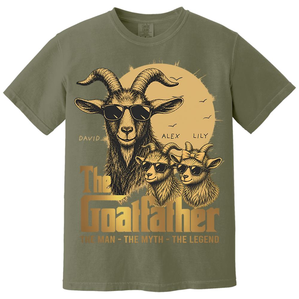 Goat Father The Man The Myth The Legend, Personalized T-Shirt Father Day, Gifts for Dad Husband, Funny Papa  Tshirt Cool Goat Father Tee MI209 Nh00