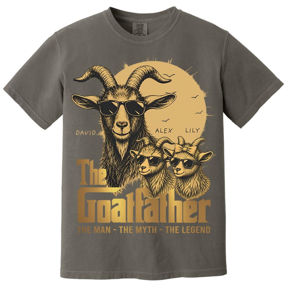 Goat Father The Man The Myth The Legend, Personalized T-Shirt Father Day, Gifts for Dad Husband, Funny Papa  Tshirt Cool Goat Father Tee MI209 Nh00