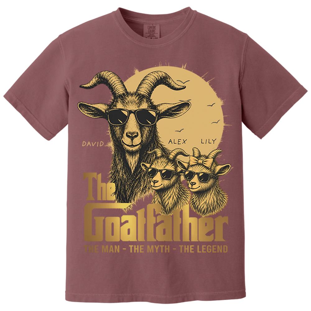 Goat Father The Man The Myth The Legend, Personalized T-Shirt Father Day, Gifts for Dad Husband, Funny Papa  Tshirt Cool Goat Father Tee MI209 Nh00