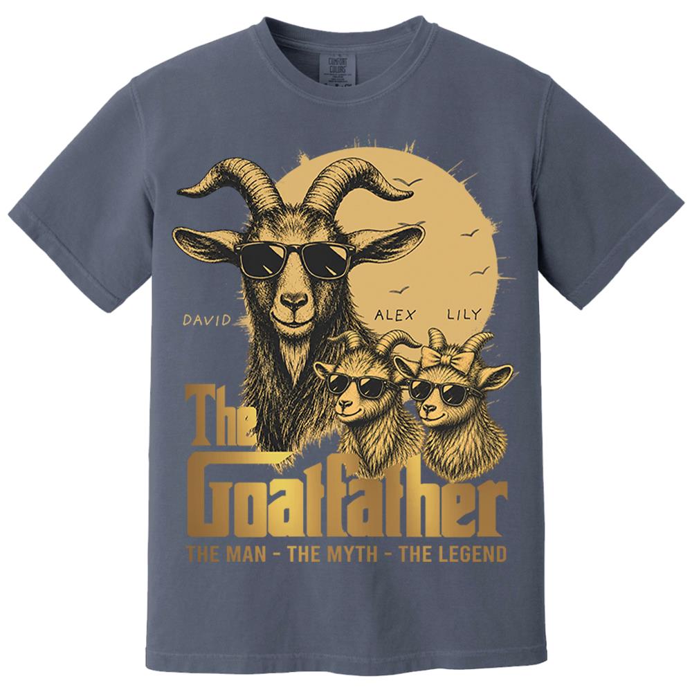 Goat Father The Man The Myth The Legend, Personalized T-Shirt Father Day, Gifts for Dad Husband, Funny Papa  Tshirt Cool Goat Father Tee MI209 Nh00