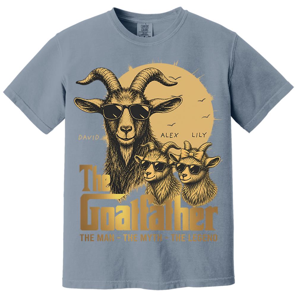 Goat Father The Man The Myth The Legend, Personalized T-Shirt Father Day, Gifts for Dad Husband, Funny Papa  Tshirt Cool Goat Father Tee MI209 Nh00