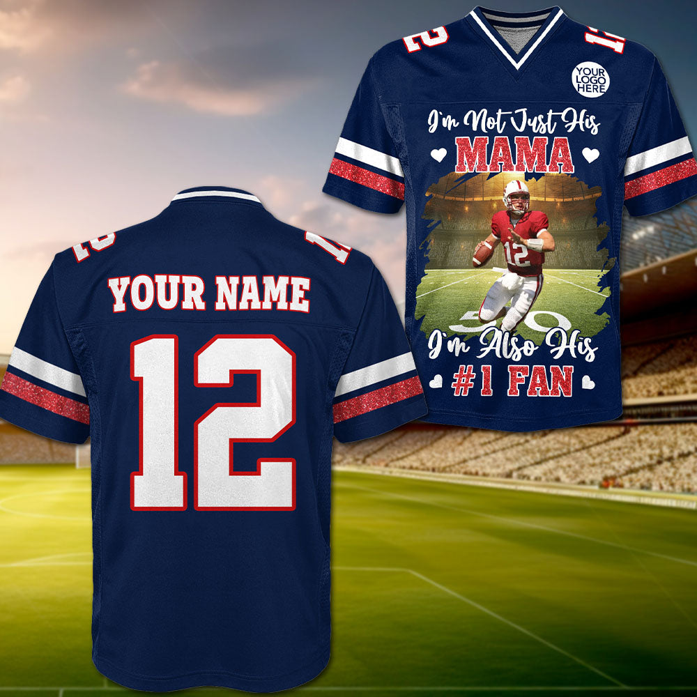 I’m Not Just His Dad I’m Also His #1 Fan, Personalized Football Dad Jersey, Custom Player Photo & Number, Gift for Football Mom Na02 Pt99