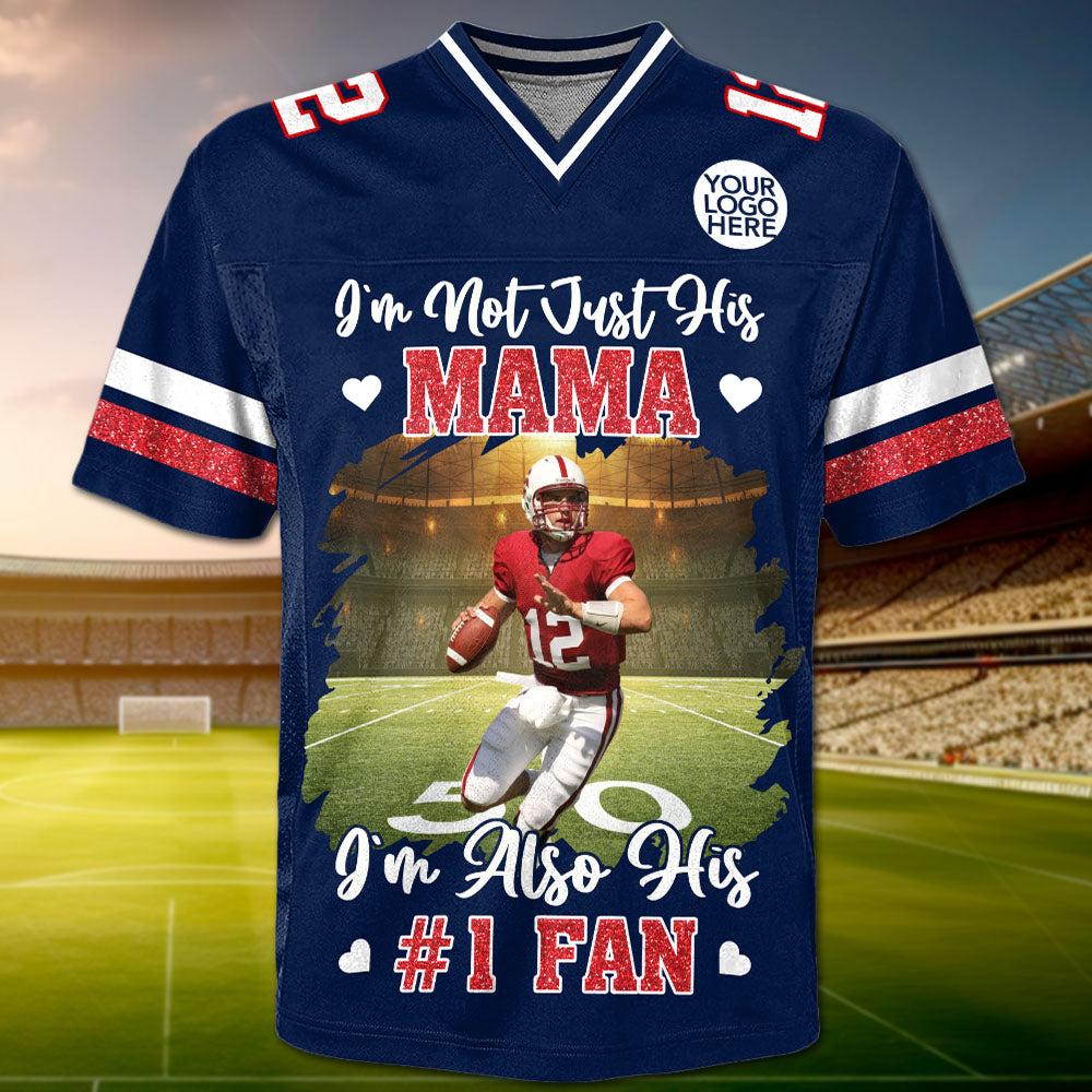 I’m Not Just His Dad I’m Also His #1 Fan, Personalized Football Dad Jersey, Custom Player Photo & Number, Gift for Football Mom Na02 Pt99