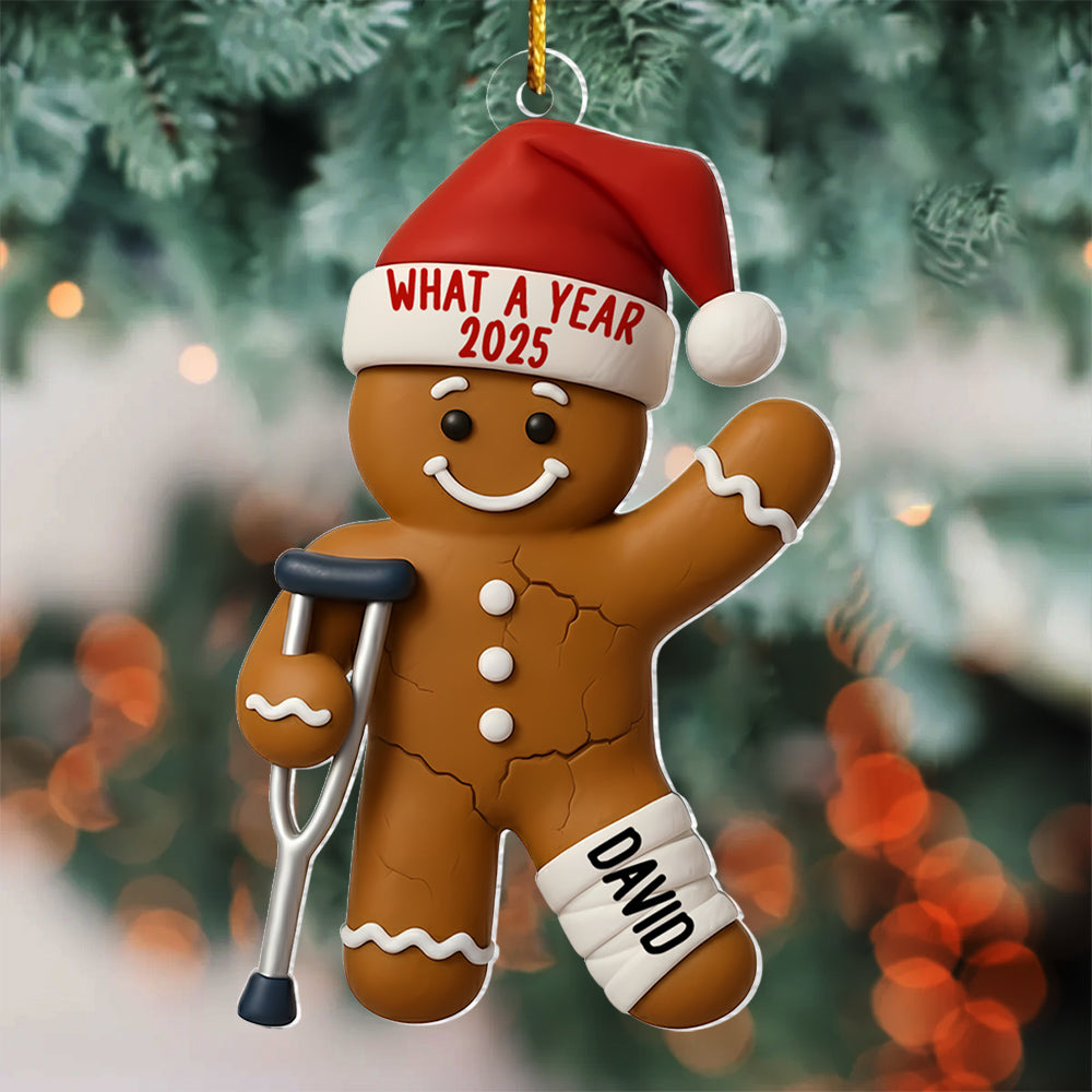 Injured Gingerbread Ornament 2025, Personalized Broken Leg Christmas, Holiday Gag, Broken Arm Decor, Christmas Tree Gift, Injury Ornament T18 VH01