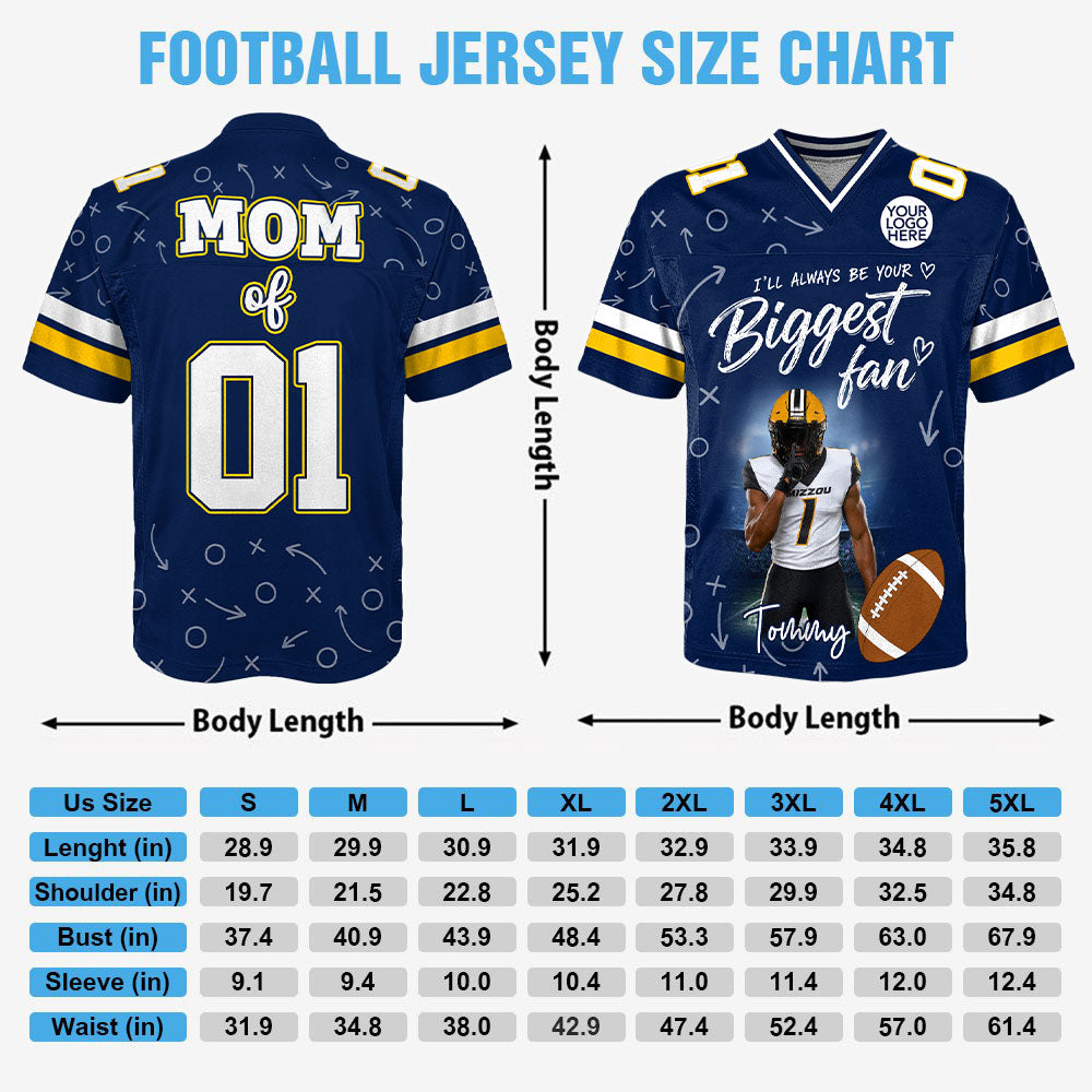 Custom Photo I'll Always Be Your Biggest Fan Football Jersey Gift For Football Lovers - Personalized Gift For Football Mom, Dad, Family Vr2 Pt99