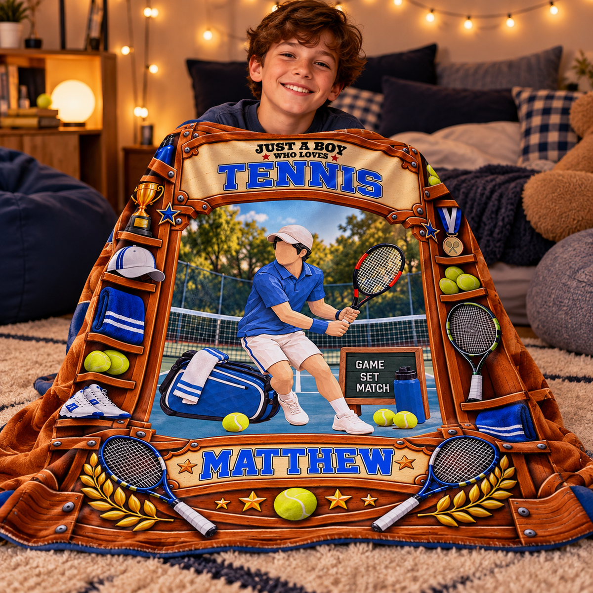 Custom Just A Boy Who Loves Tennis Blanket, Gift For Tennis Lovers L0411 Tm01 KL07