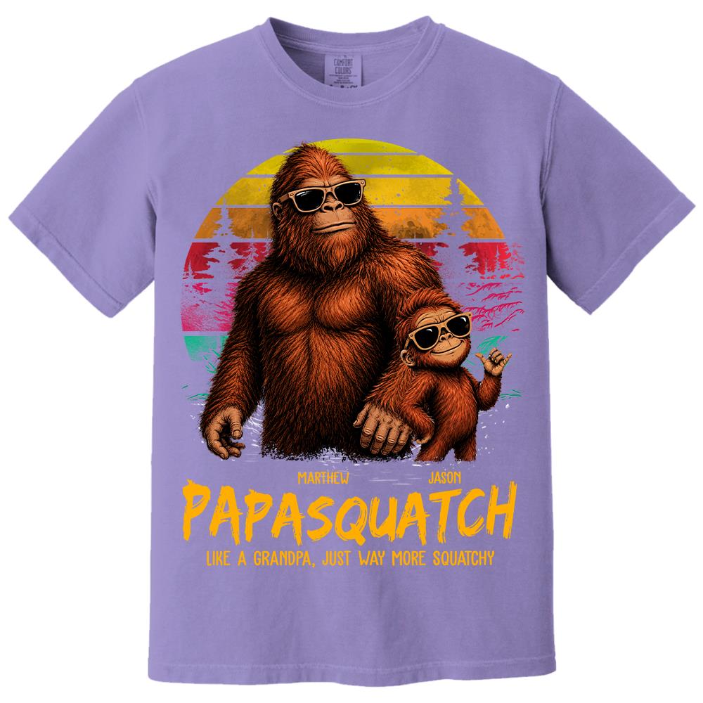 Personalized Papasquatch, Like A Grandpa, Just Way More Squatchy T-Shirt Father Day Gifts for Dad Funny Papa Tshirt Cool Daddy Bigfoot Tee, Vintage Style Hv01
