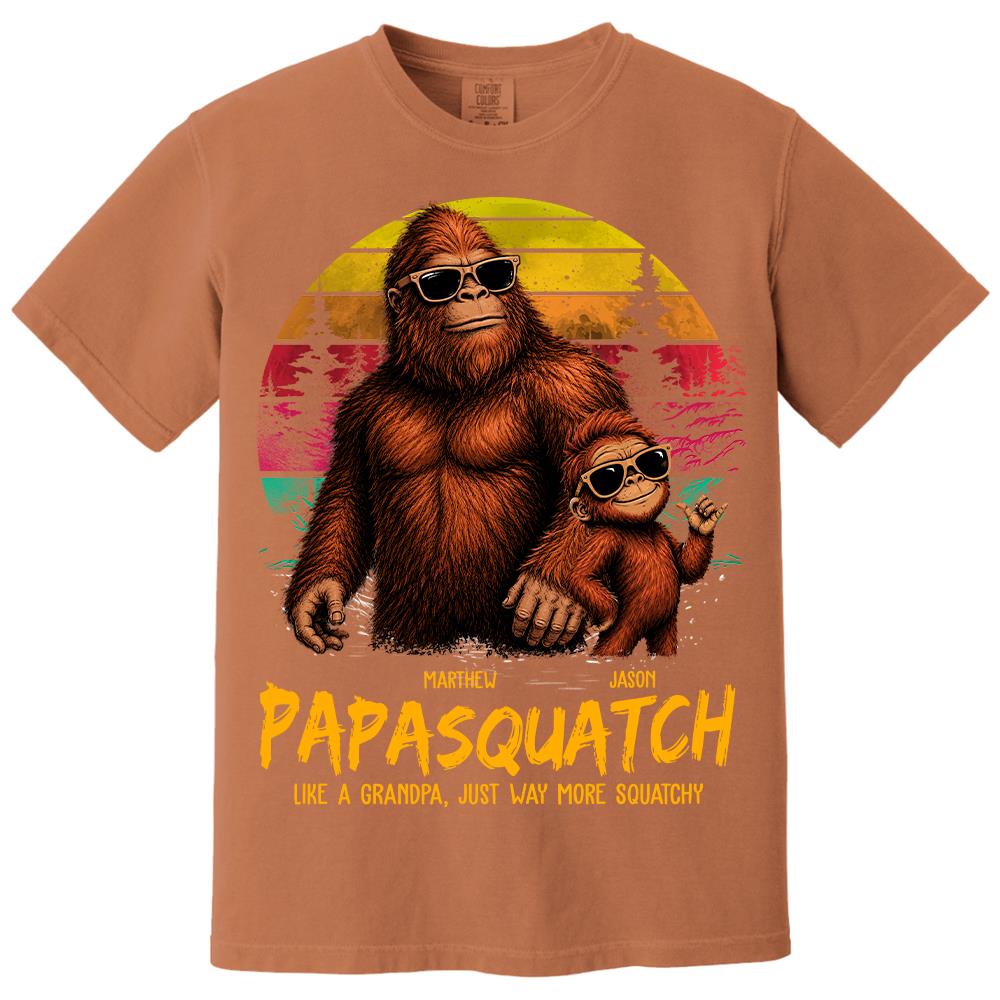 Personalized Papasquatch, Like A Grandpa, Just Way More Squatchy T-Shirt Father Day Gifts for Dad Funny Papa Tshirt Cool Daddy Bigfoot Tee, Vintage Style Hv01