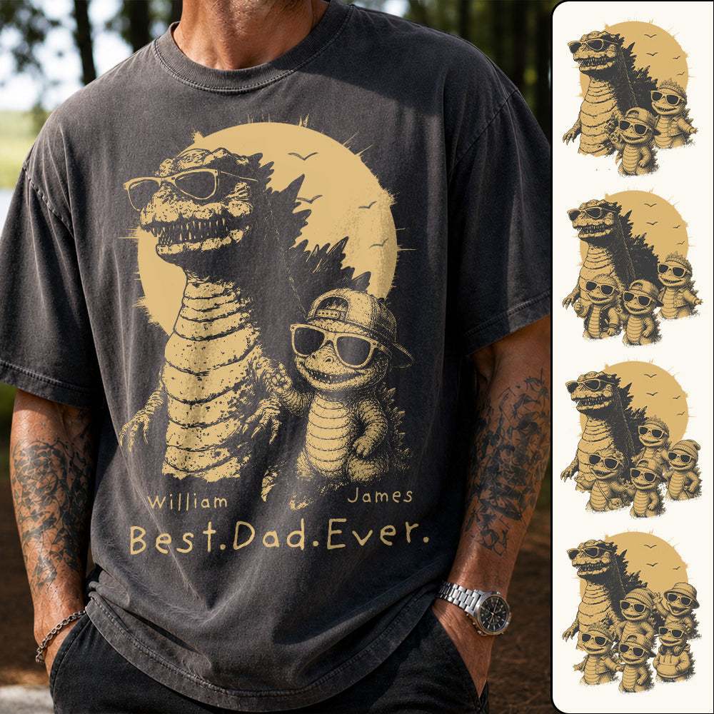 Personalized Best Dad Ever Dadzilla T-Shirt Father Day Gifts for Dad Funny Papa Tshirt Cool Daddy Dinosaur Tee New Art Hv01