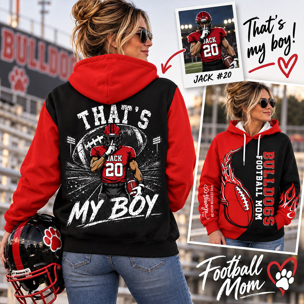Personalized Football Mom Shirt, Custom That's My Boy Football Shirt, Custom Name & Number Sports Mom Gift Na02 T24