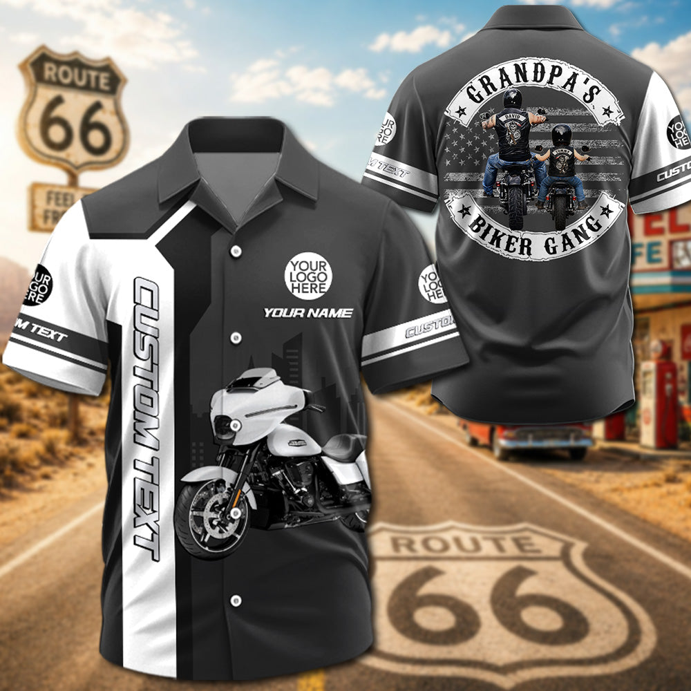 Grandpa’s Biker Gang - Personalized Upload Vechicle PhotoHawaiian Shirt - Personalized Gift For Dad, Grandpa, Biker A2110 Pt99