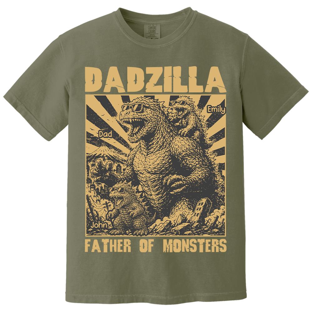 Personalized Dadzilla T-Shirt Father Day Gifts for Dad Funny Papa Tshirt Cool Daddy Dinosaur Tee Vr2