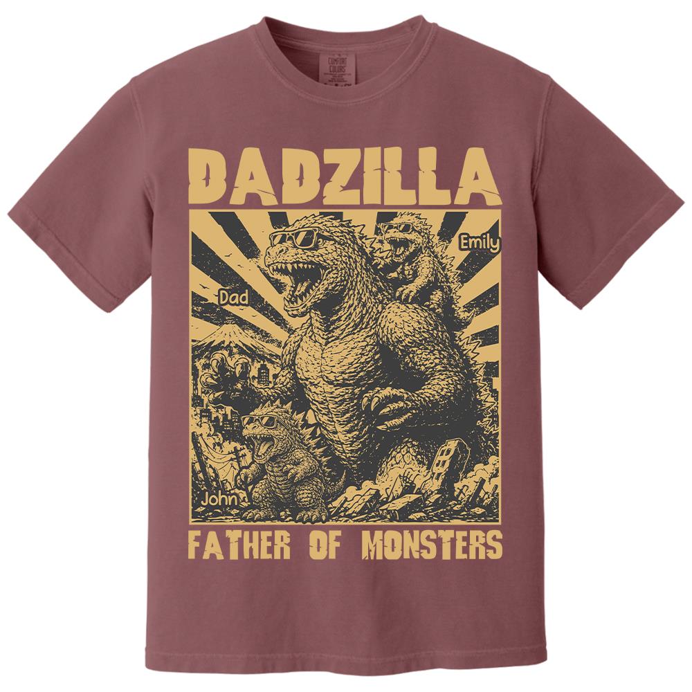 Personalized Dadzilla T-Shirt Father Day Gifts for Dad Funny Papa Tshirt Cool Daddy Dinosaur Tee Vr2