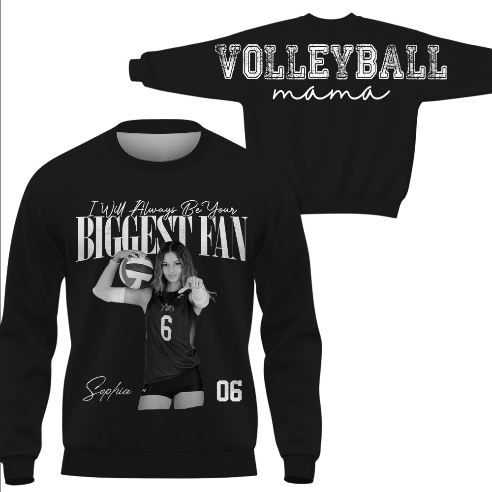I Will Always Be Your Biggest Fan, Custom Large Back Graphic Volleyball,  Washed Tee Retro Bootleg Shirt, Gift For Volleyball Mom Grandma Sport Family Volleyball Lovers MI209 T24