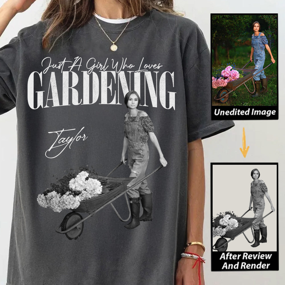 Just A Girl Who Loves Gardening - Washed Tee Retro Bootleg Shirt For Gardening Lovers Na02
