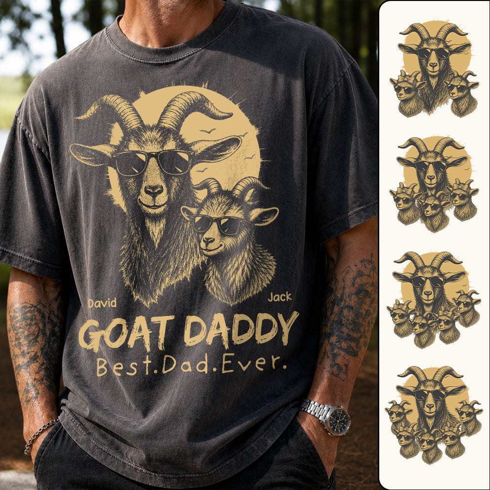 Goat Daddy, Personalized T-Shirt Father Day, Gifts for Dad Husband, Funny Papa Tshirt Cool Goat Daddy Tee MI209 Hv01