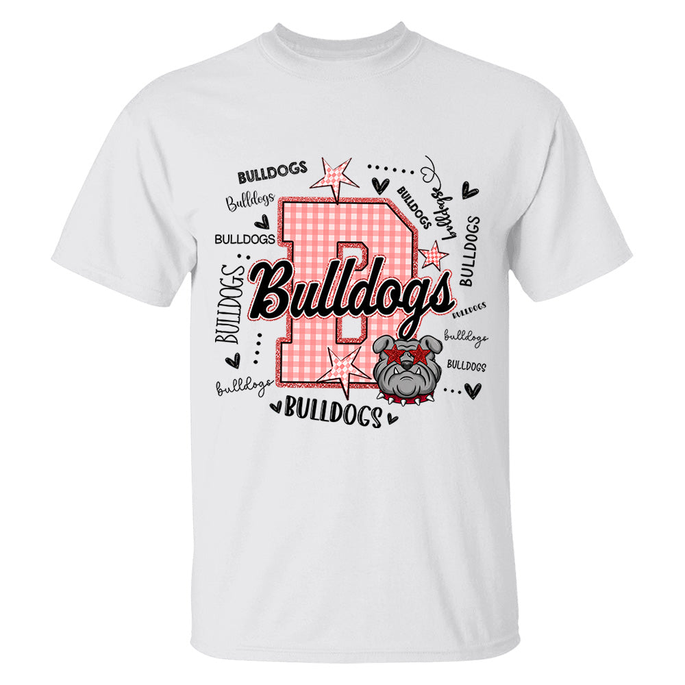 Custom Gingham School Mascot Game Day, Personalized Name Mascot T-Shirt Teacher Appreciation Gift VH01