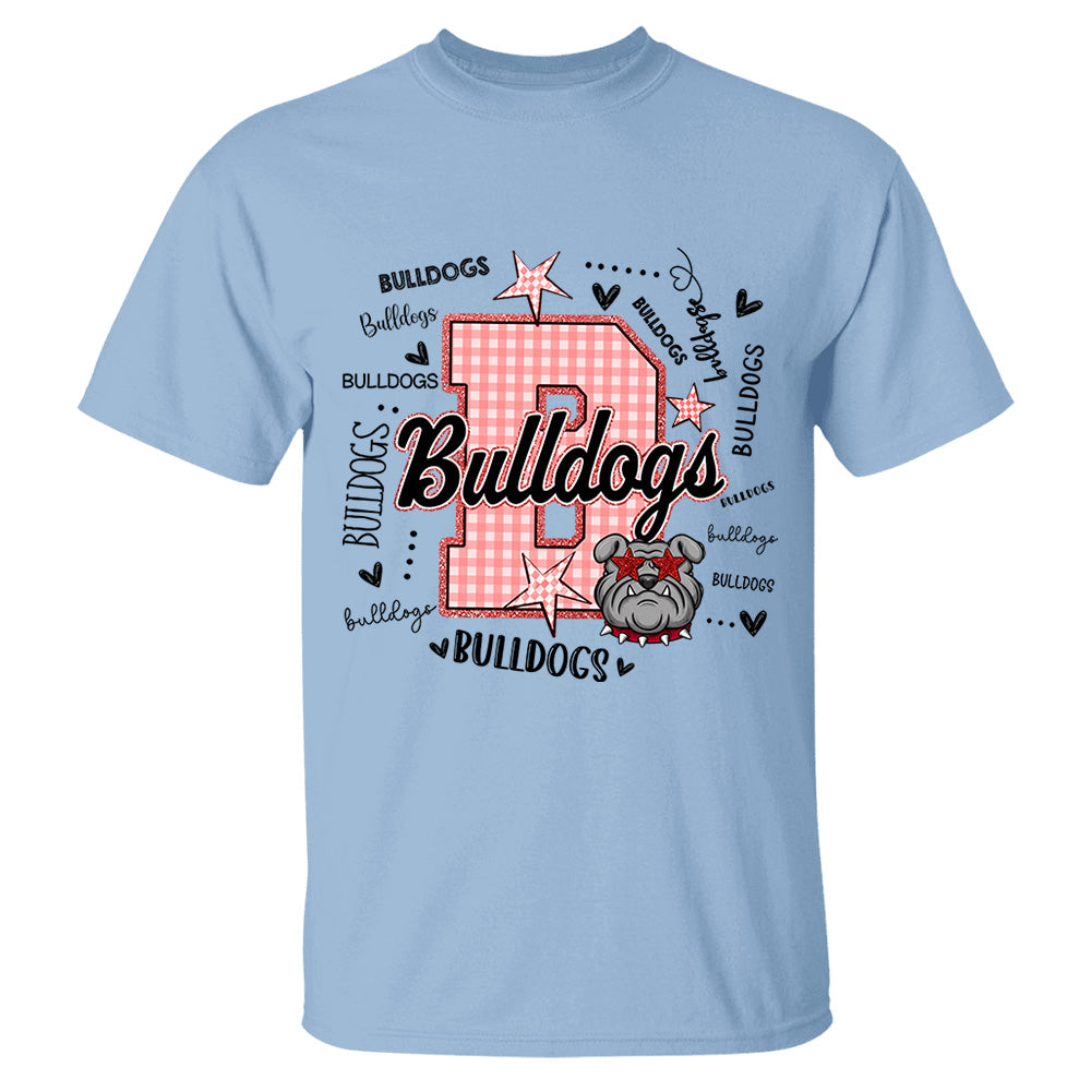 Custom Gingham School Mascot Game Day, Personalized Name Mascot T-Shirt Teacher Appreciation Gift VH01