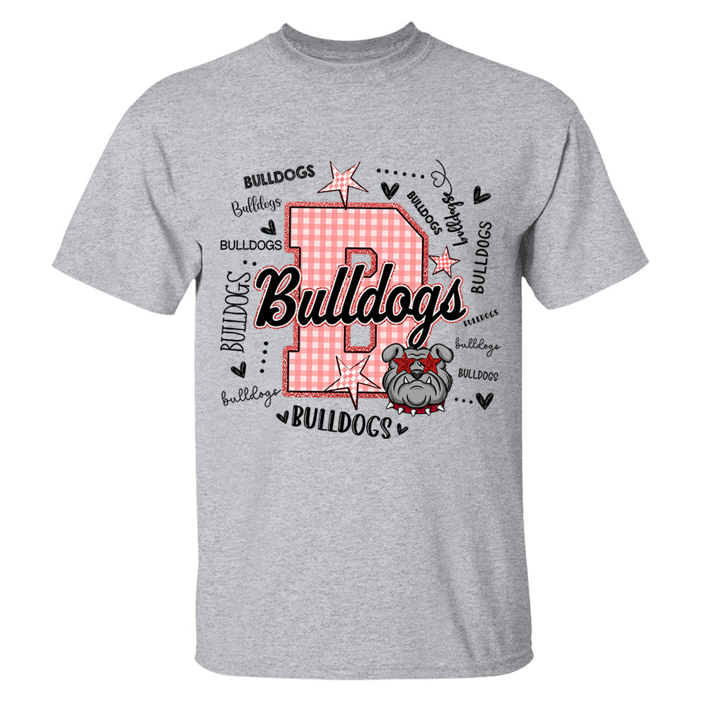 Custom Gingham School Mascot Game Day, Personalized Name Mascot T-Shirt Teacher Appreciation Gift VH01