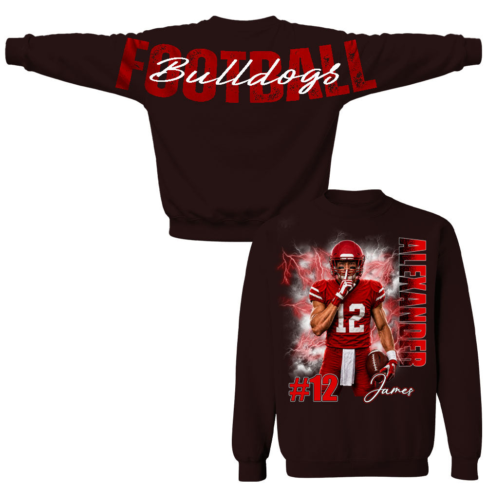 Custom Football Mom Sweatshirt With Picture And Number, Large Back Graphic Team Name L0411 Nh00