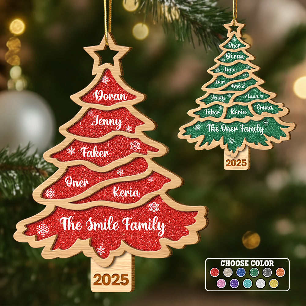 Christmas Tree Family Bestie Custom Names Personalized 2-Layered Wooden Ornament Tu24 Hv01