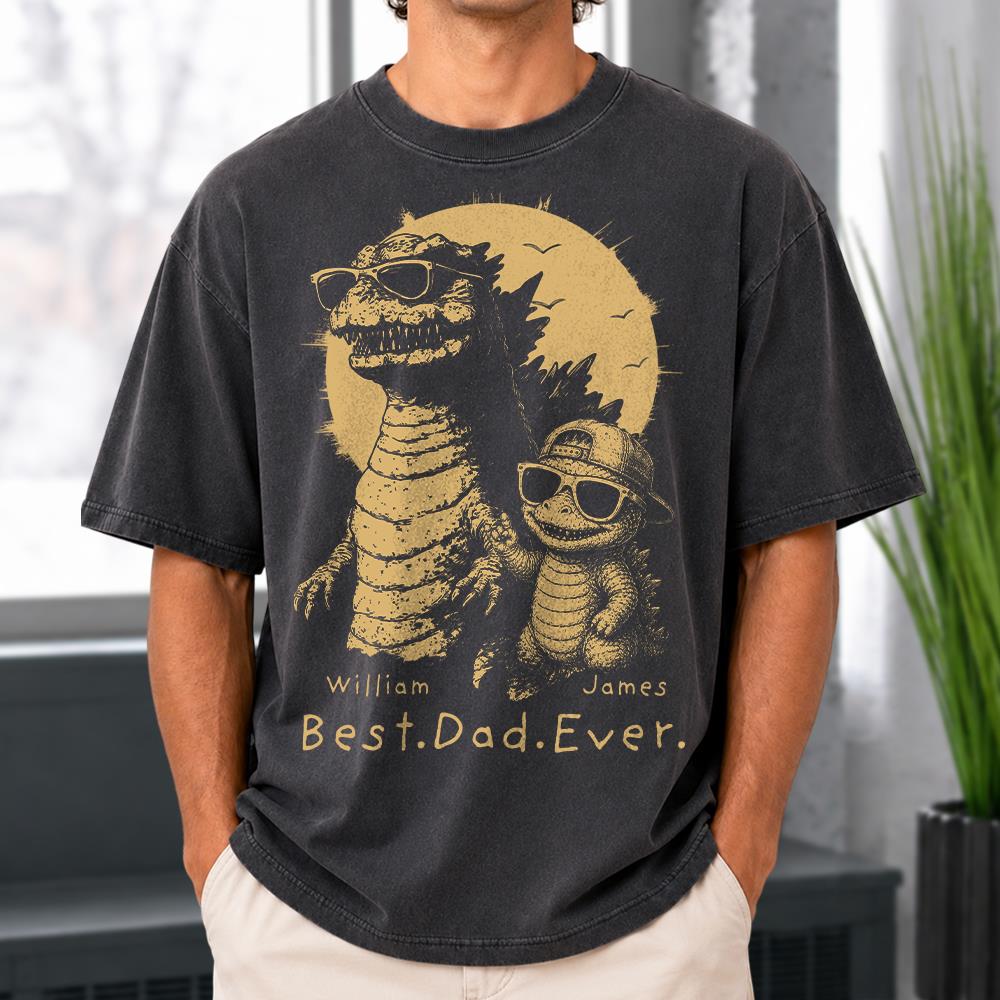 Personalized Best Dad Ever Dadzilla T-Shirt Father Day Gifts for Dad Funny Papa Tshirt Cool Daddy Dinosaur Tee New Art Hv01