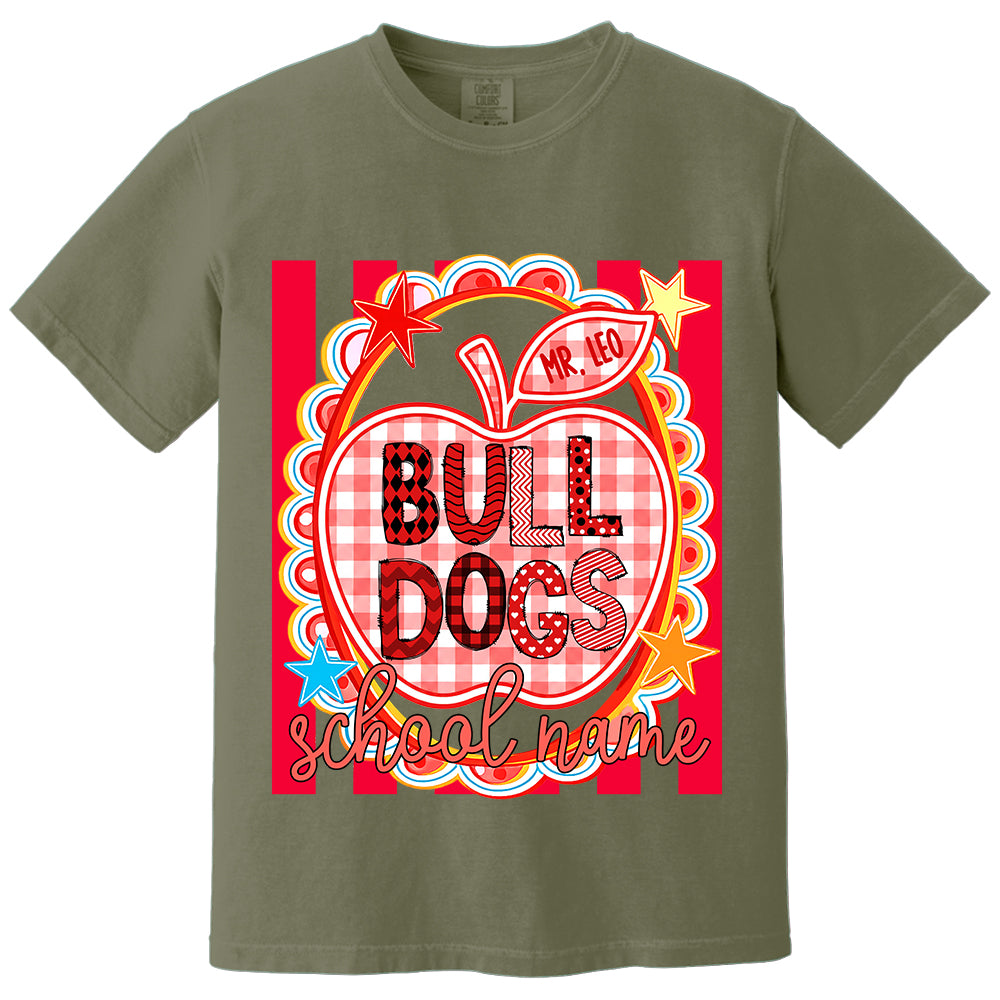 Personalized School Mascot Doodle Pattern T-Shirt For Teacher, Preppy Back To School, Gifts For Teacher Student MI209 TH23