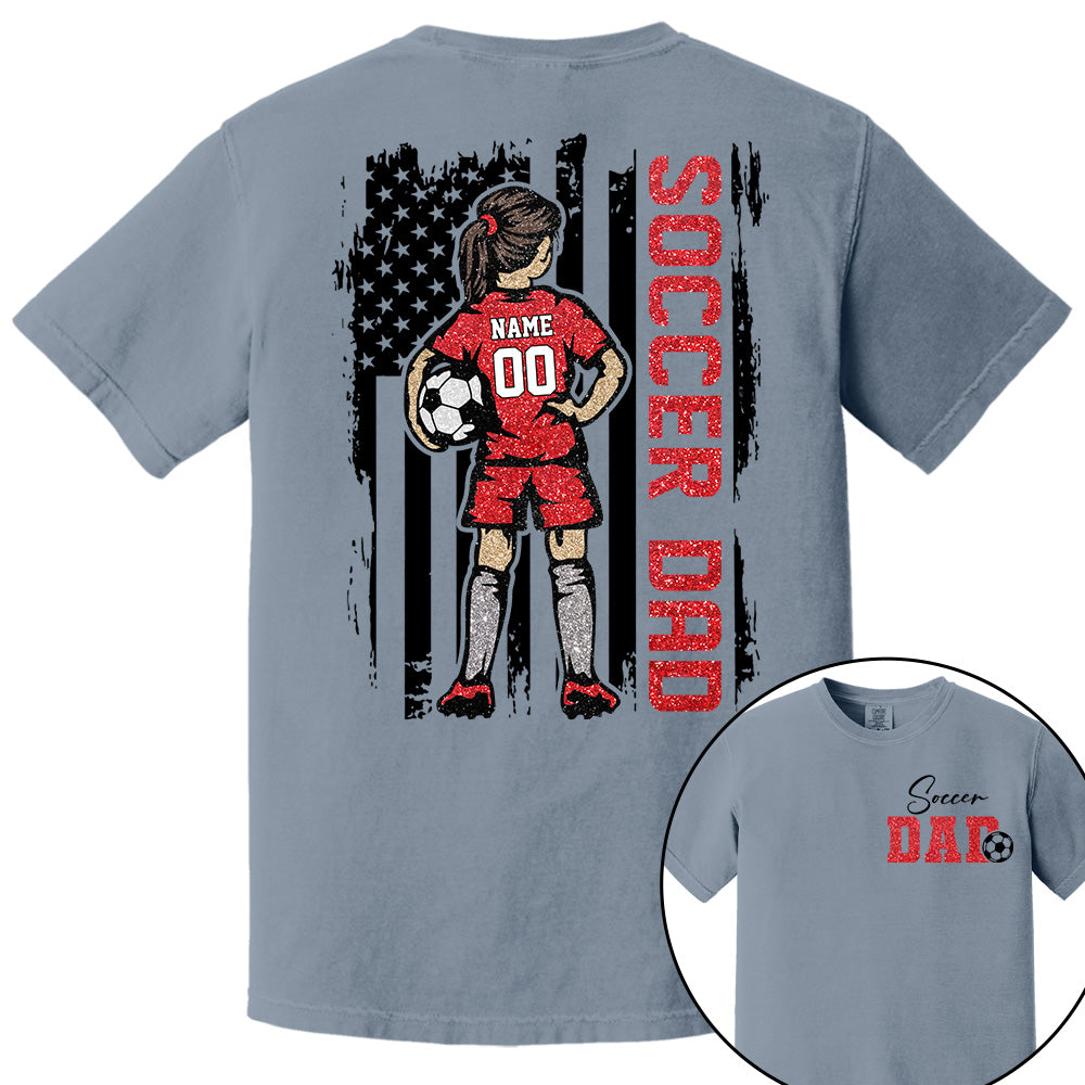 Soccer Dad Personalized Soccer Boy or Girl Shirt For Dad Custom Kids Name Custom Kids Name Soccer Dad Gift For Dad T1807 VH01