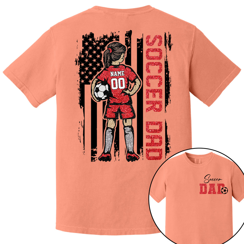 Soccer Dad Personalized Soccer Boy or Girl Shirt For Dad Custom Kids Name Custom Kids Name Soccer Dad Gift For Dad T1807 VH01