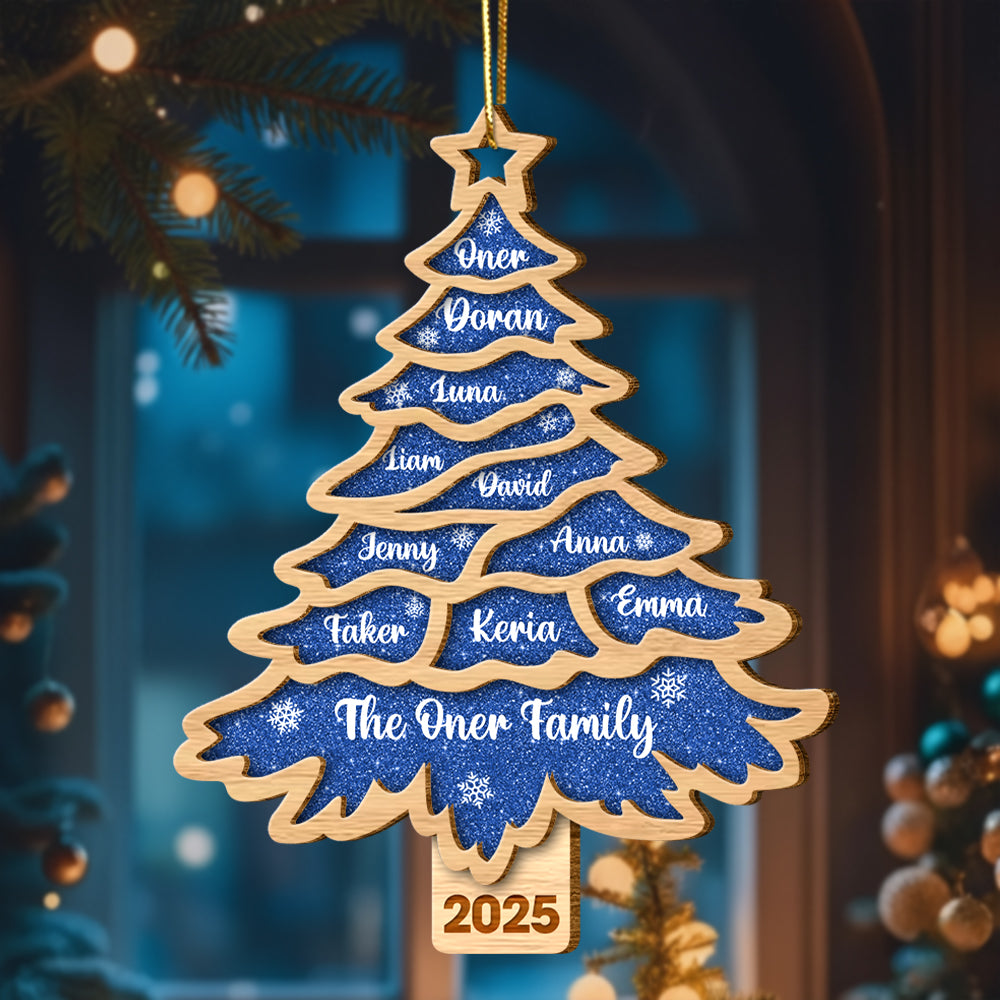 Christmas Tree Family Bestie Custom Names Personalized 2-Layered Wooden Ornament Tu24 Hv01