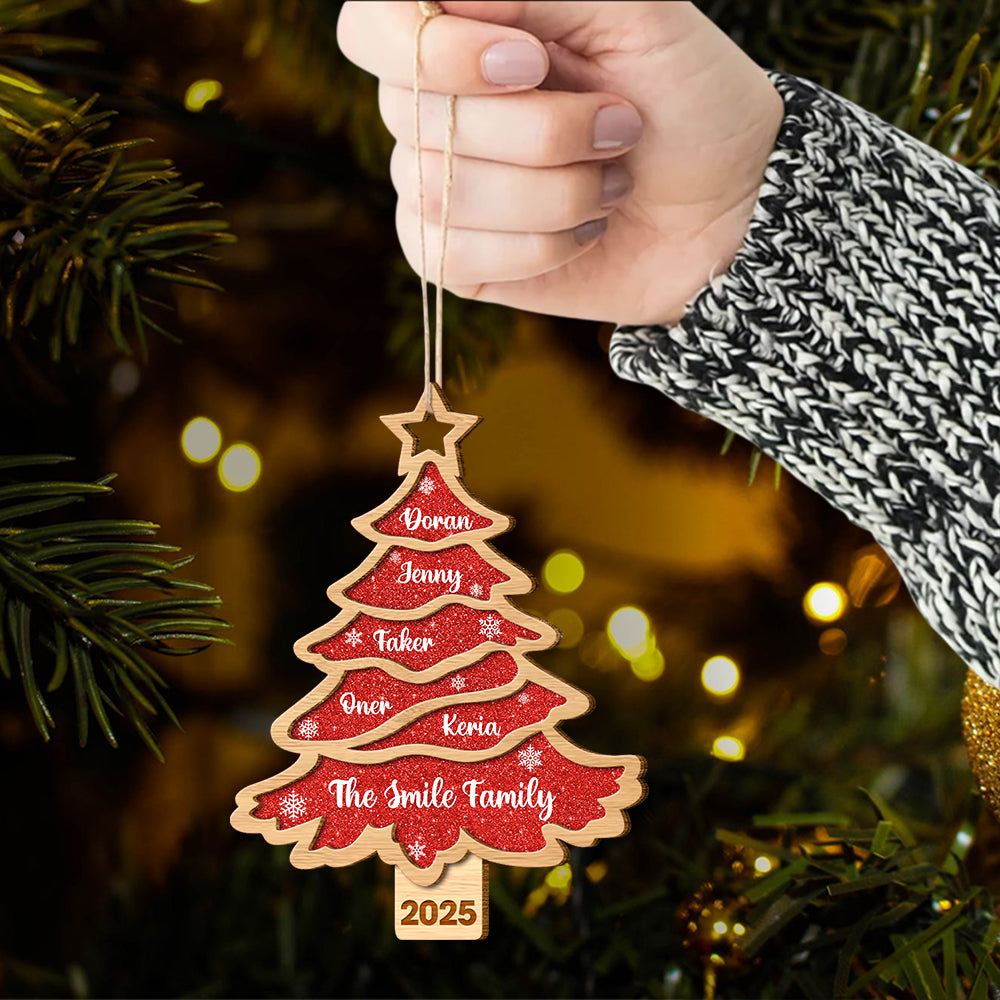 Christmas Tree Family Bestie Custom Names Personalized 2-Layered Wooden Ornament Tu24 Hv01