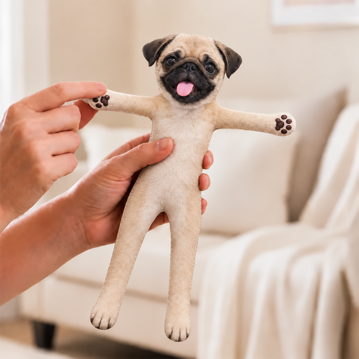 Personalized Pug Photo Pet Squishy Toy Poseable Plush Doll, Funny Gift For Dog Mom, Dad, Pet Lover T1807 T24 TL06