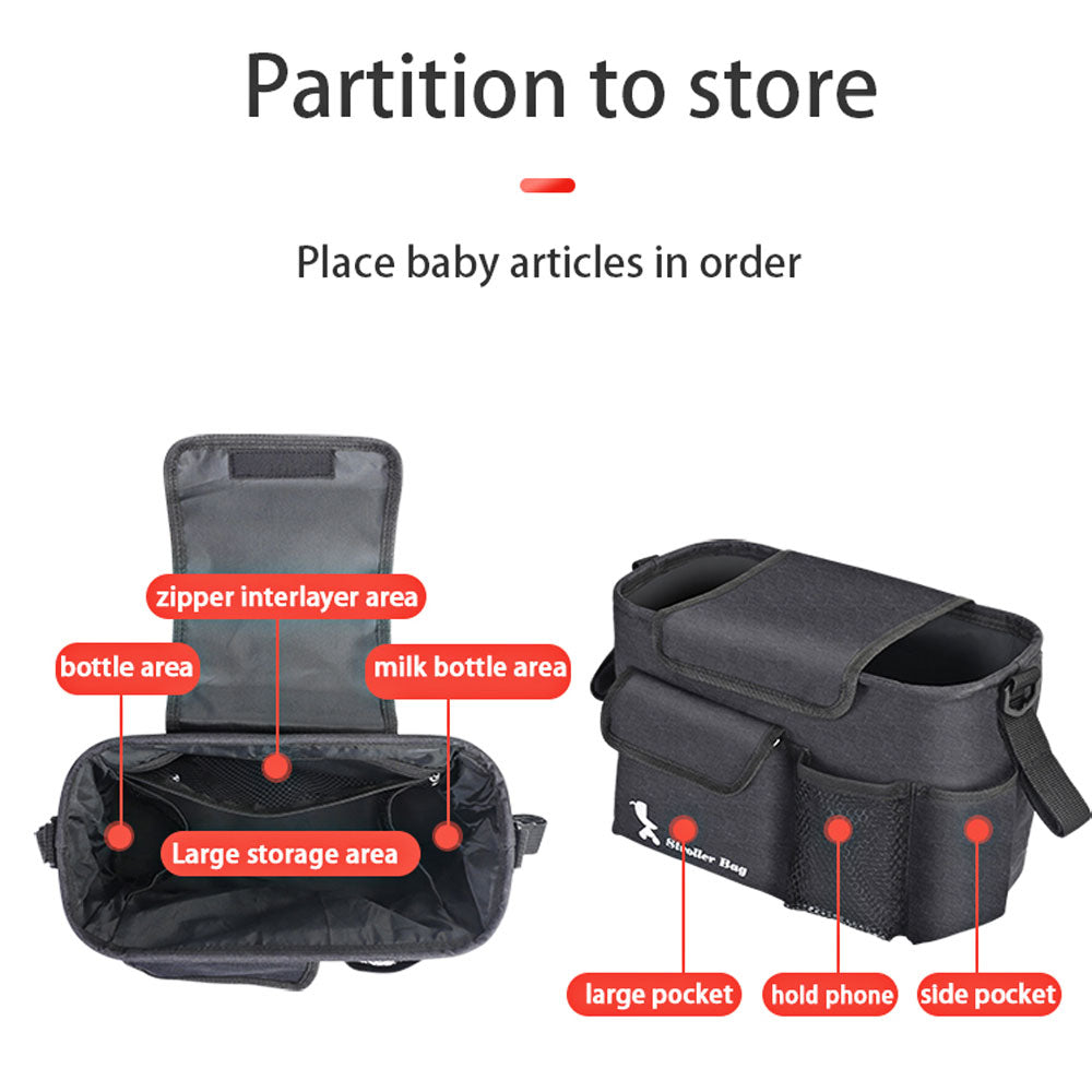 Nata Stroller Diaper Caddy in Black