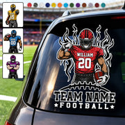 Personalized Football Player Car Decal, Custom Football Name & Number Sticker, Gift for Sports Moms and Dads T1807 VH01