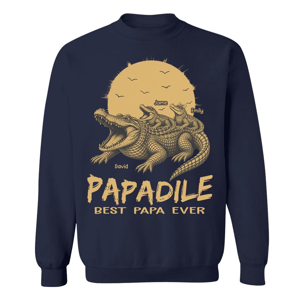 Custom Papadile Crocodile Papa Shirt, Alligator Dad Gift L0411 Hv01