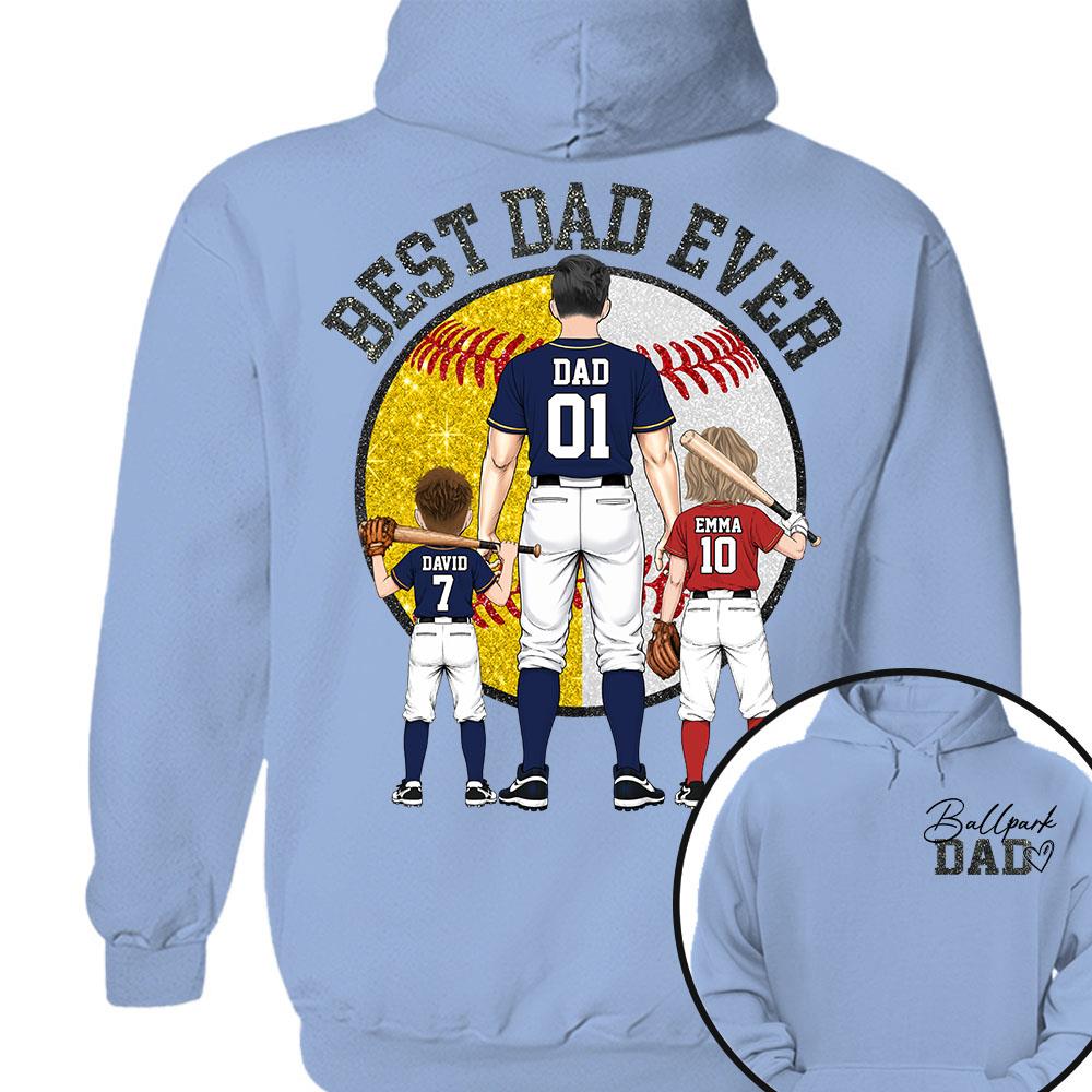 Best Dad Ever Baseball Shirt – Personalized Dad & Kids Shirt, Father’s Day Gift for Baseball, Softball Dad Na02 Nh00