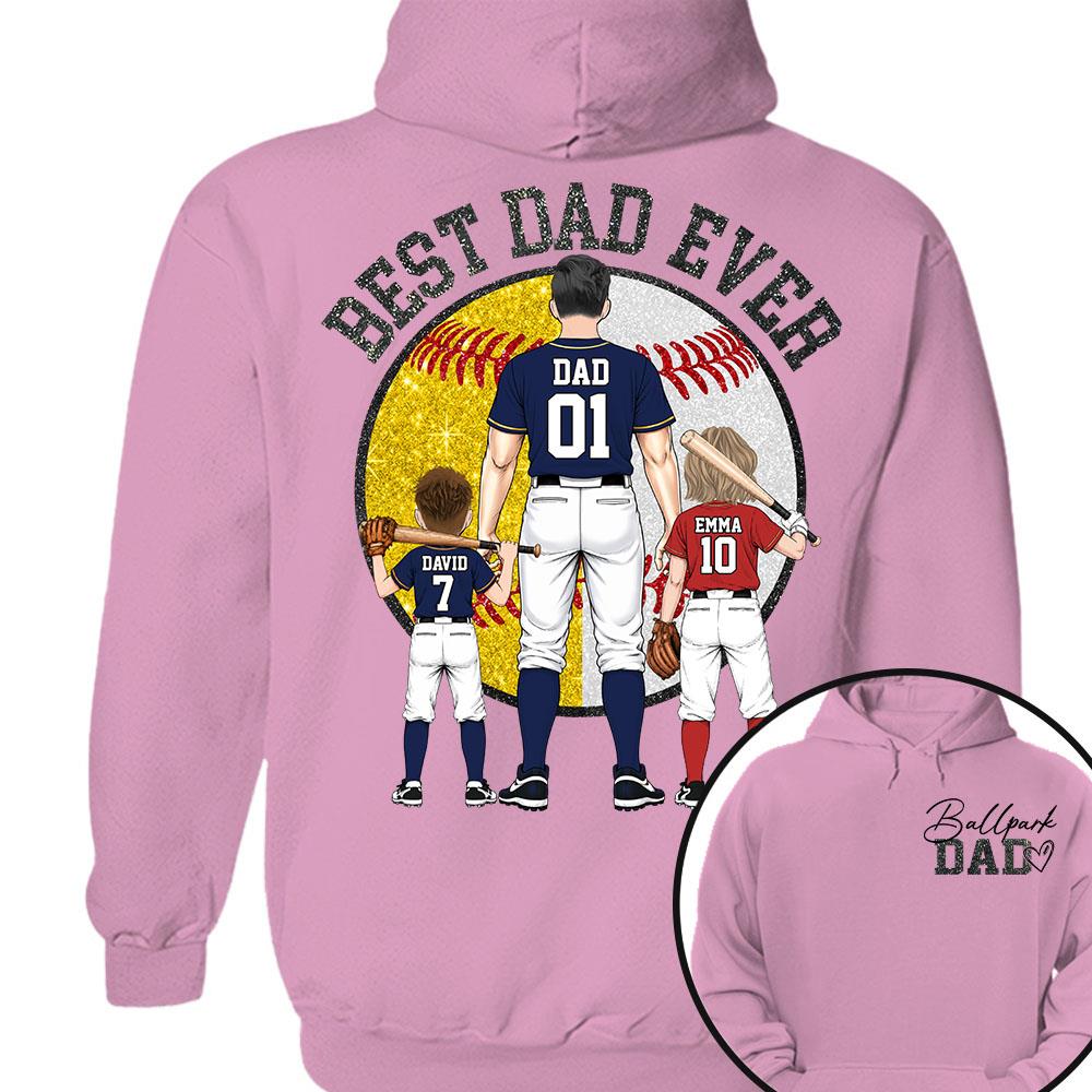 Best Dad Ever Baseball Shirt – Personalized Dad & Kids Shirt, Father’s Day Gift for Baseball, Softball Dad Na02 Nh00