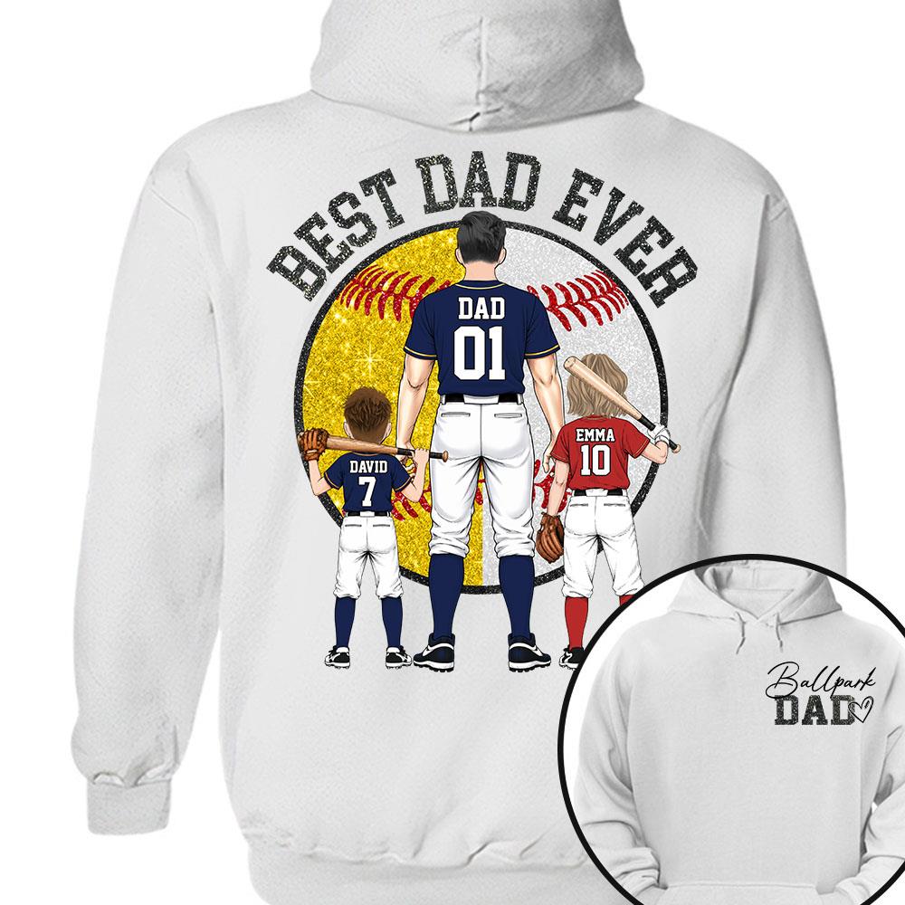 Best Dad Ever Baseball Shirt – Personalized Dad & Kids Shirt, Father’s Day Gift for Baseball, Softball Dad Na02 Nh00
