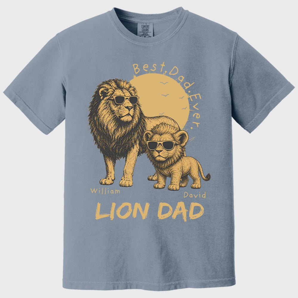 Personalized Lion Dad - Best Dad Ever Lion T-Shirt Father Day Gifts for Dad Funny Papa Tshirt Cool Daddy Lion Tee Pt99