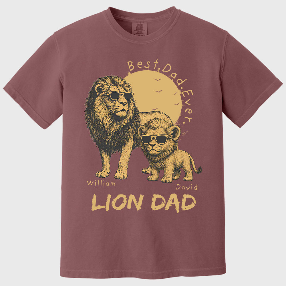 Personalized Lion Dad - Best Dad Ever Lion T-Shirt Father Day Gifts for Dad Funny Papa Tshirt Cool Daddy Lion Tee Pt99