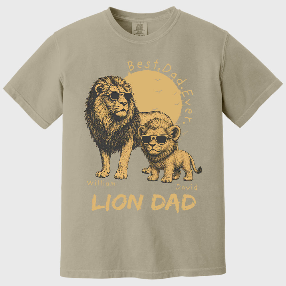 Personalized Lion Dad - Best Dad Ever Lion T-Shirt Father Day Gifts for Dad Funny Papa Tshirt Cool Daddy Lion Tee Pt99