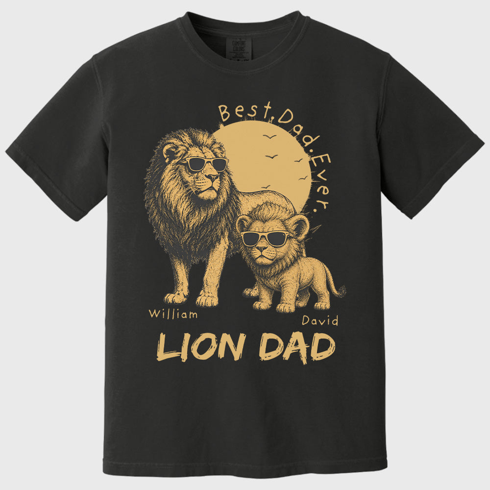 Personalized Lion Dad - Best Dad Ever Lion T-Shirt Father Day Gifts for Dad Funny Papa Tshirt Cool Daddy Lion Tee Pt99