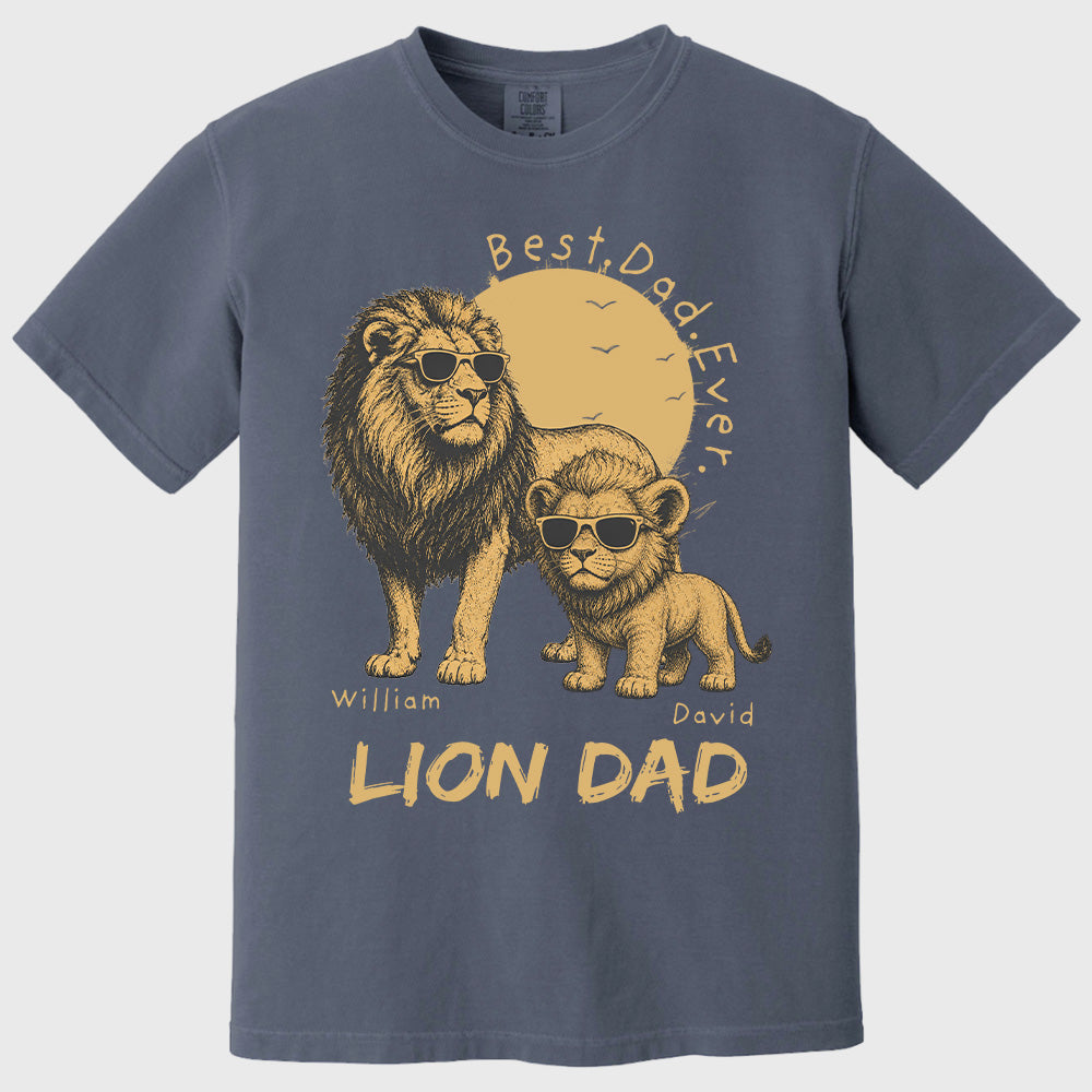 Personalized Lion Dad - Best Dad Ever Lion T-Shirt Father Day Gifts for Dad Funny Papa Tshirt Cool Daddy Lion Tee Pt99