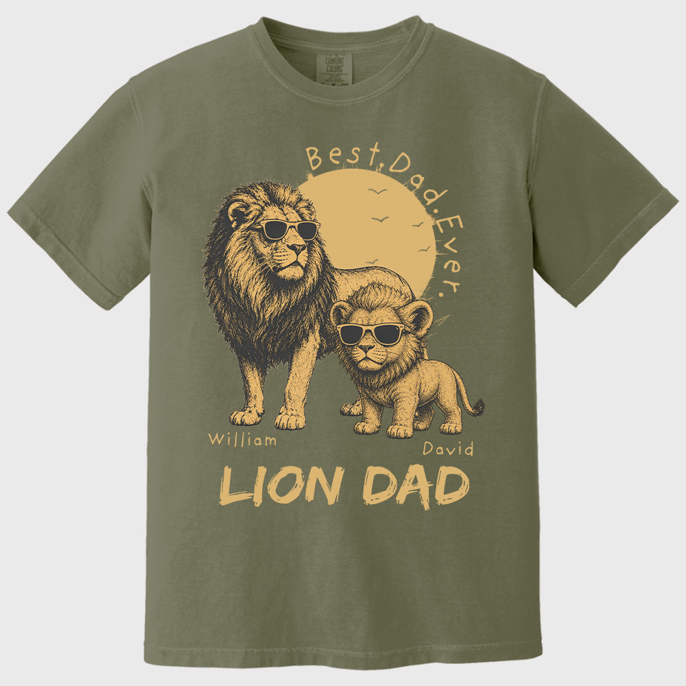 Personalized Lion Dad - Best Dad Ever Lion T-Shirt Father Day Gifts for Dad Funny Papa Tshirt Cool Daddy Lion Tee Pt99