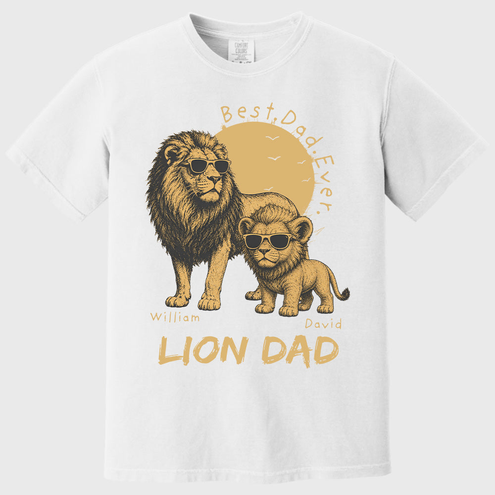 Personalized Lion Dad - Best Dad Ever Lion T-Shirt Father Day Gifts for Dad Funny Papa Tshirt Cool Daddy Lion Tee Pt99