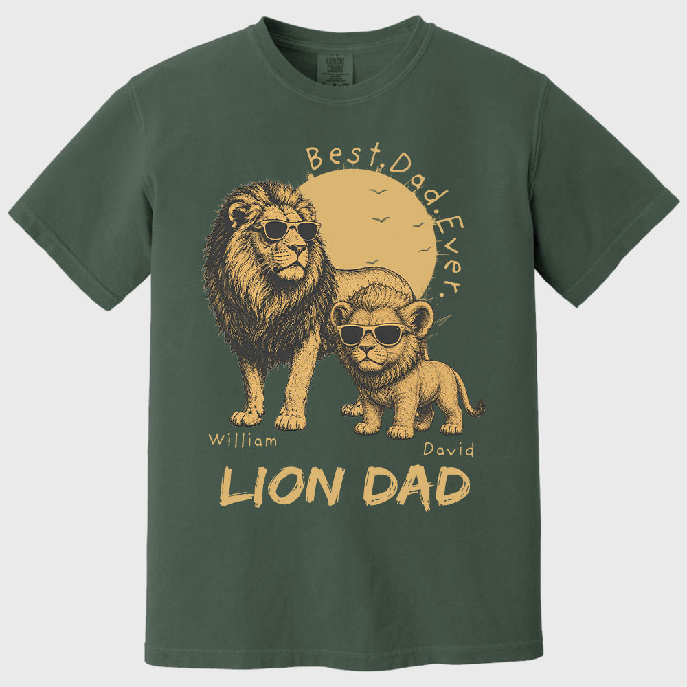 Personalized Lion Dad - Best Dad Ever Lion T-Shirt Father Day Gifts for Dad Funny Papa Tshirt Cool Daddy Lion Tee Pt99