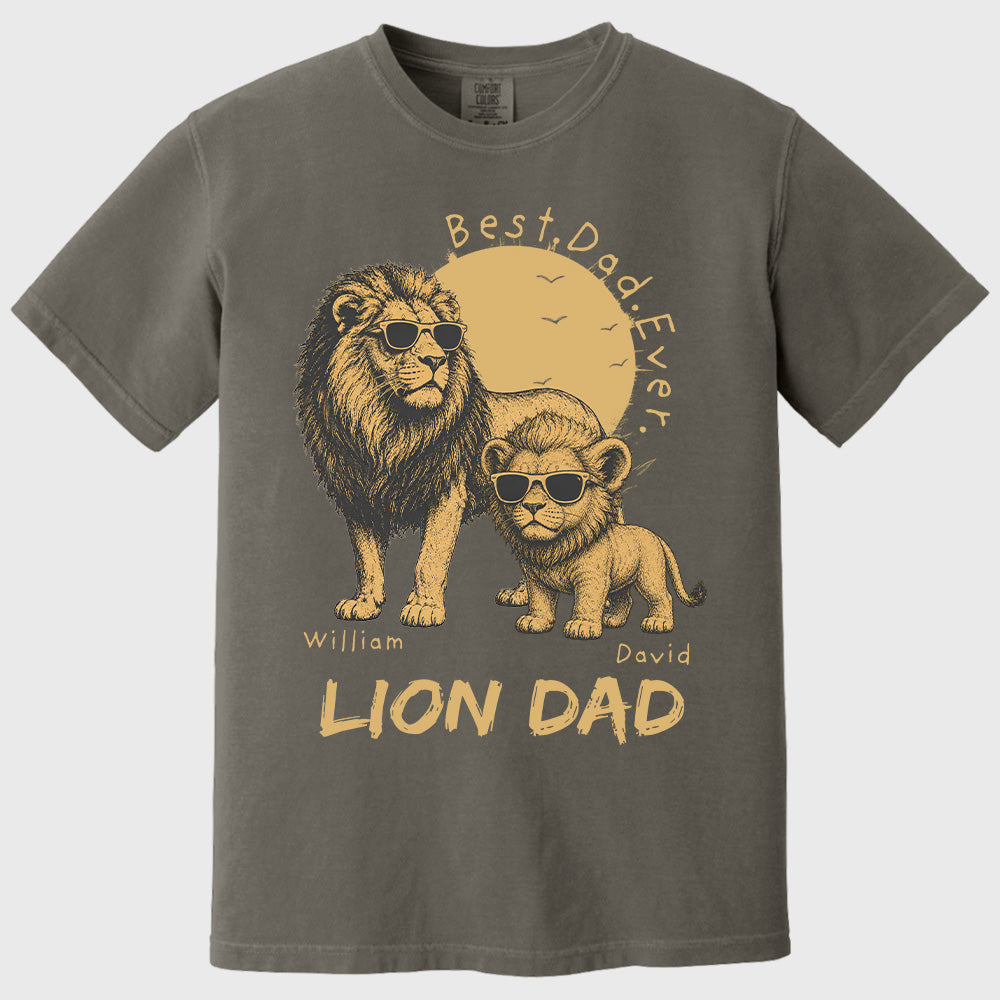 Personalized Lion Dad - Best Dad Ever Lion T-Shirt Father Day Gifts for Dad Funny Papa Tshirt Cool Daddy Lion Tee Pt99