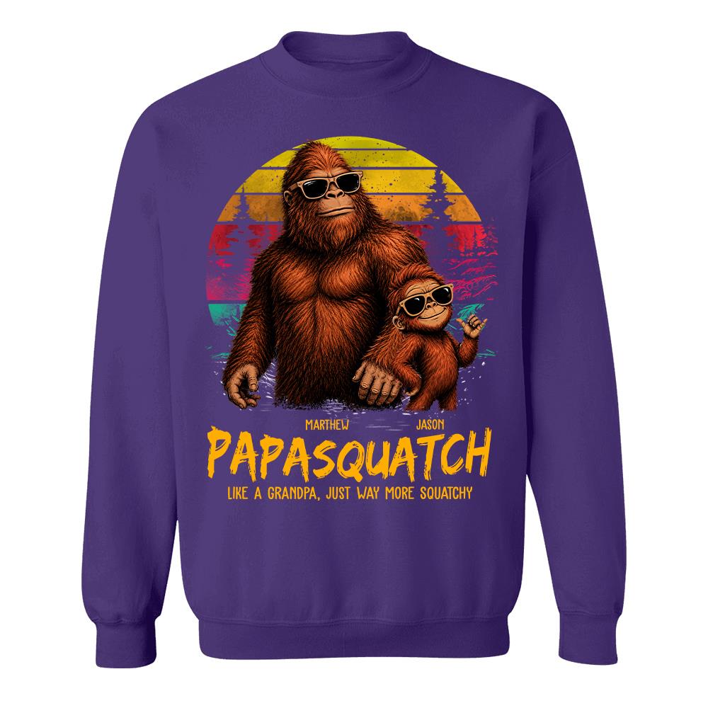 Personalized Papasquatch, Like A Grandpa, Just Way More Squatchy T-Shirt Father Day Gifts for Dad Funny Papa Tshirt Cool Daddy Bigfoot Tee, Vintage Style Hv01
