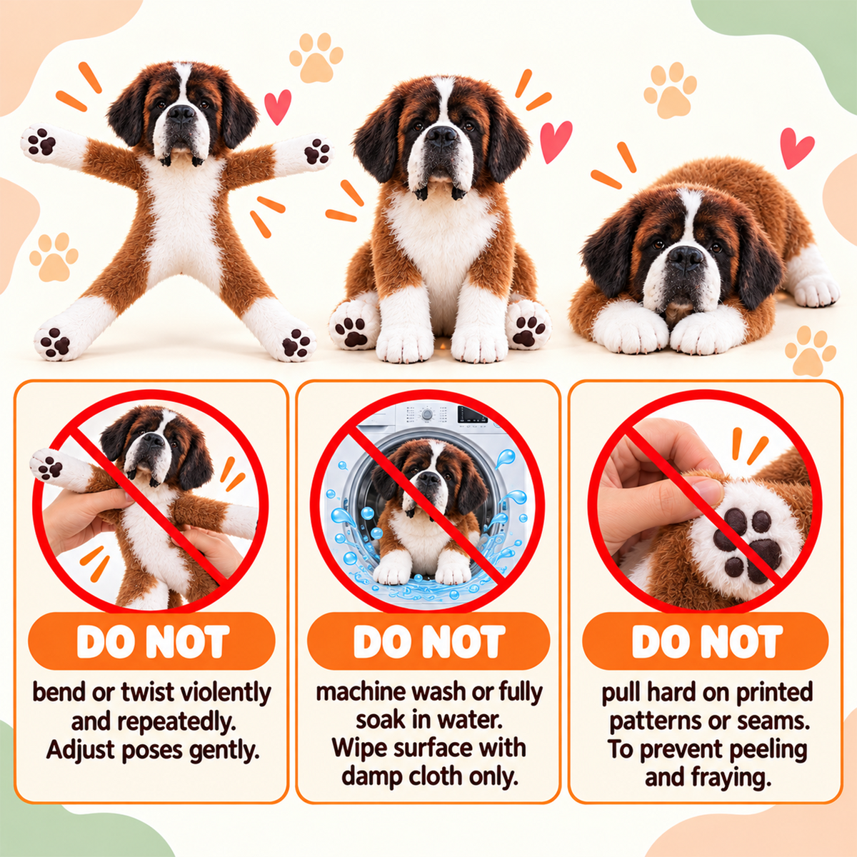 Personalized Saint Bernard Photo Pet Squishy Toy Poseable Plush Doll, Funny Gift For Dog Mom, Dad, Pet Lover T1807 T24 TL06