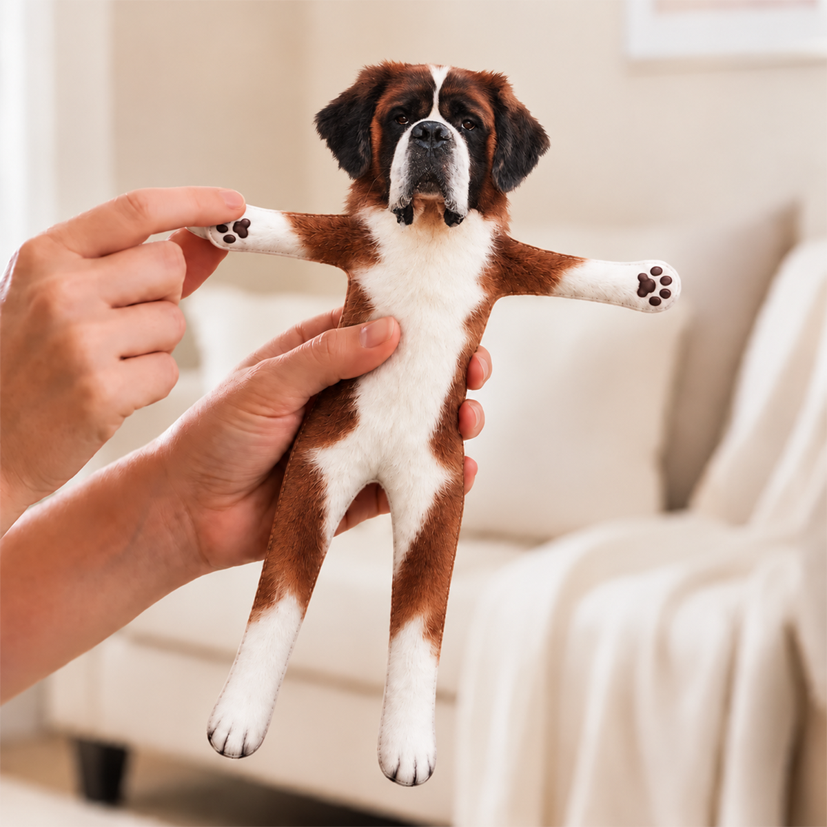 Personalized Saint Bernard Photo Pet Squishy Toy Poseable Plush Doll, Funny Gift For Dog Mom, Dad, Pet Lover T1807 T24 TL06